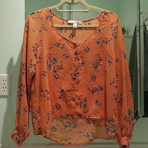 Sheer blouse in peach/orange